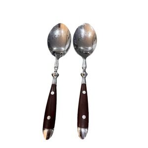 Hamton Silversmiths Bistro Woodgrain Brown Stainless Steel  Spoon 7.5" Set of 2